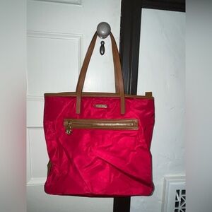 Michael Kors Nylon Leather Kempton Red Tote Bag